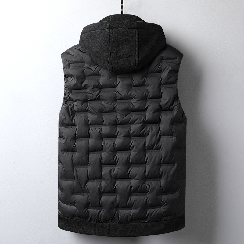 Mens Vests Winter Hooded Men 6XL Plus Size Casual Hat Detachable Thicken Waistcoat Homme Solid Warm Sleeveless Jacket Male 221122