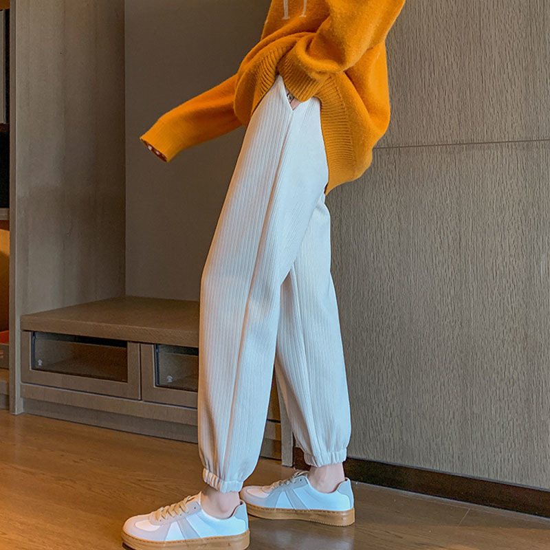 Women's Pants Capris Women Warm Winter Plush Thick Cashmere Corduroy Female Casual Korean Sweatpants Loose Harem Long Trousers Joggers 23331 2211