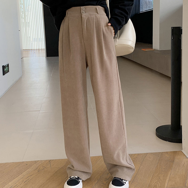 Women's Pants Capris Winter Corduroy High Waist Autumn Vintage Korean Casual Loose Fashion Women Streetwear Straight Trousers Joggers 221122