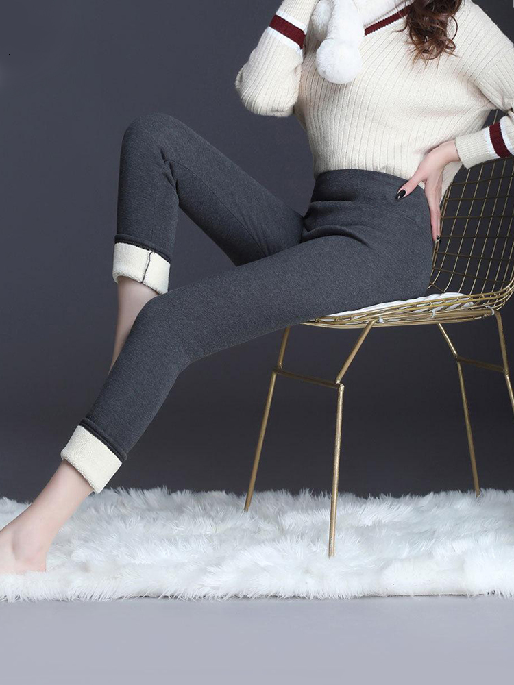 Womens Leggings CHRLEISURE Winter Plus Velvet Stretch High Waist Warm Lamb Cashmere thick 221122