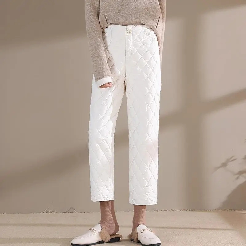 Women's Pants Capris Fashion Elastic High Waist Straight Winter Pantalones Ankle Length Cotton Thick Bottoms Casual Loose Khaki Warm Women 221122