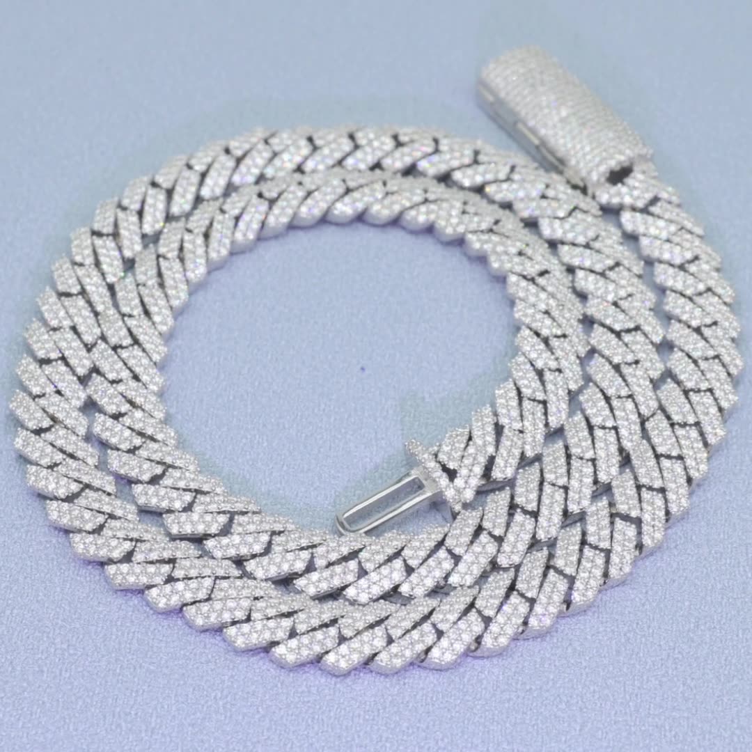 Passed Test 10mm 18-24inch High Quality Moissanite Cuban Chain Necklaces For Men S925 Silver Real Diamond Chain Women Moissanite Jewelry