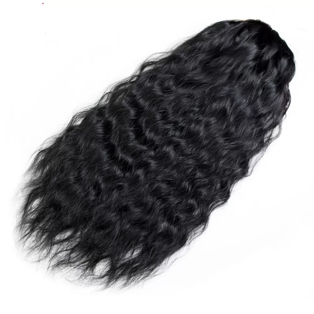 Fashion youg girl curly ponytail braided deep wave drawstring ponytail hairpiece 100g-160g clip in brazilian hair ponytail extension natural black 1b