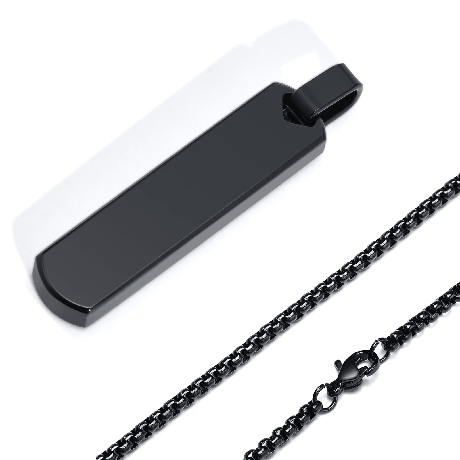 Initial Bar Necklace for Him Men Thick Geometric Vertical Pendant with A-Z Letters Custom Name English Letter Necklace DIY Punk Jewelry Gift Casual Si