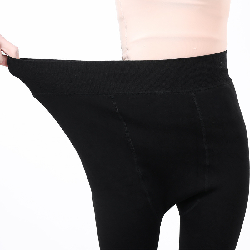 Womens Leggings Winter Knitting Velvet Casual Legging High Elastic Thicken Ladys Warm Black Pants Skinny For Women 221122