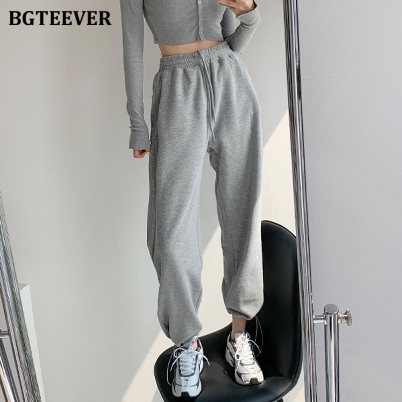 Women's Pants Capris BGTEEVER Chic Casual Drawstring Lace-up Women Trousers Spring Loose Pockets Female Sweatpants Ladies Long Pant 221122