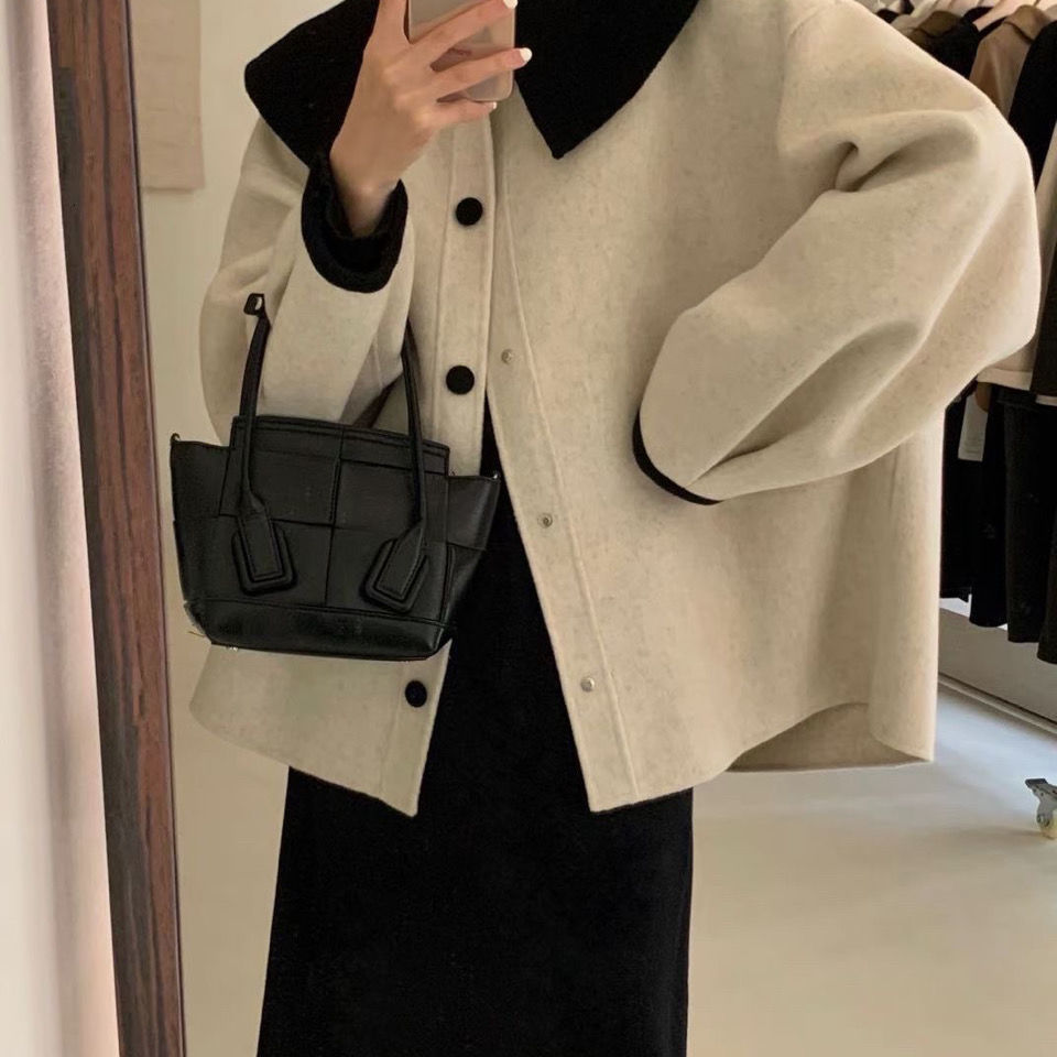 Women's Wool Blends Fashion Autumn Lapel Single Breasted Solid Coat Women Short Loose Casual Streetwear Manteau Femme 221121