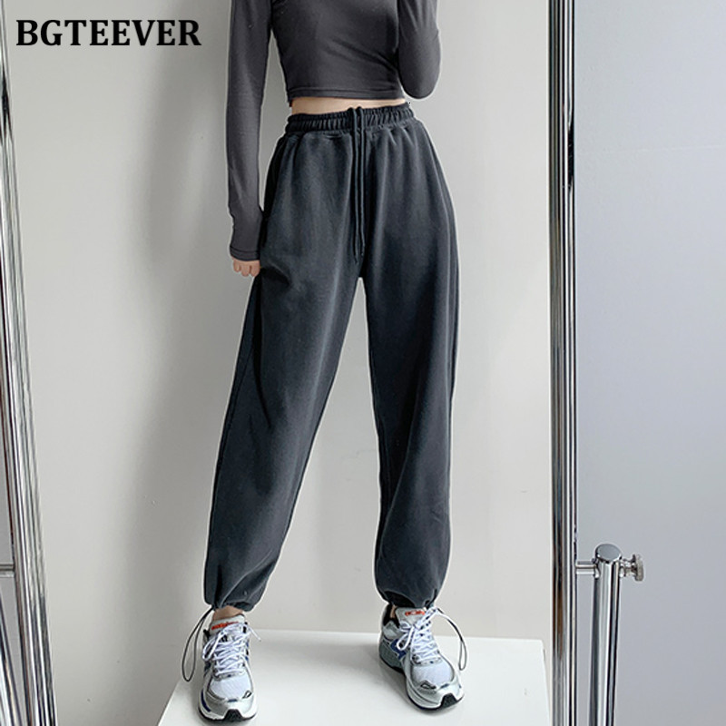 Women's Pants Capris BGTEEVER Chic Casual Drawstring Lace-up Women Trousers Spring Loose Pockets Female Sweatpants Ladies Long Pant 221122