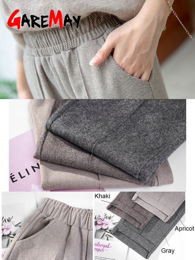 Women's Pants Capris Autumn Winter Ankle-Length Wool Suit Thick for Women High Waist Harem Womens Loose Trousers Female 221122
