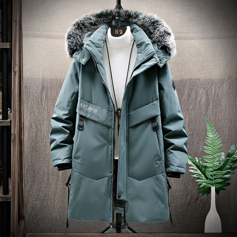 Mens Down Parkas Pike Coat Long Section Winter Fur Collar Trend Hooded Outer Set of Lovers Thickened Warm Air Jacket Male 221122