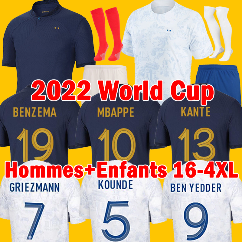 22 23 BENZEMA MBAPPE GRIEZMANN soccer jerseys French KANTE PAVARD KIMPEMBE LENGLET Hommes Enfants Maillot de football shirts Fans player version Men kids kits Set, 22-23 away patch
22 23 BENZEMA MBAPPE GRIEZMANN soccer jerseys French KANTE PAVARD KIMPEMBE LENGLET Hommes Enfants Maillot de football shirts Fans player version Men kids kits Set, 22-23 away patch
