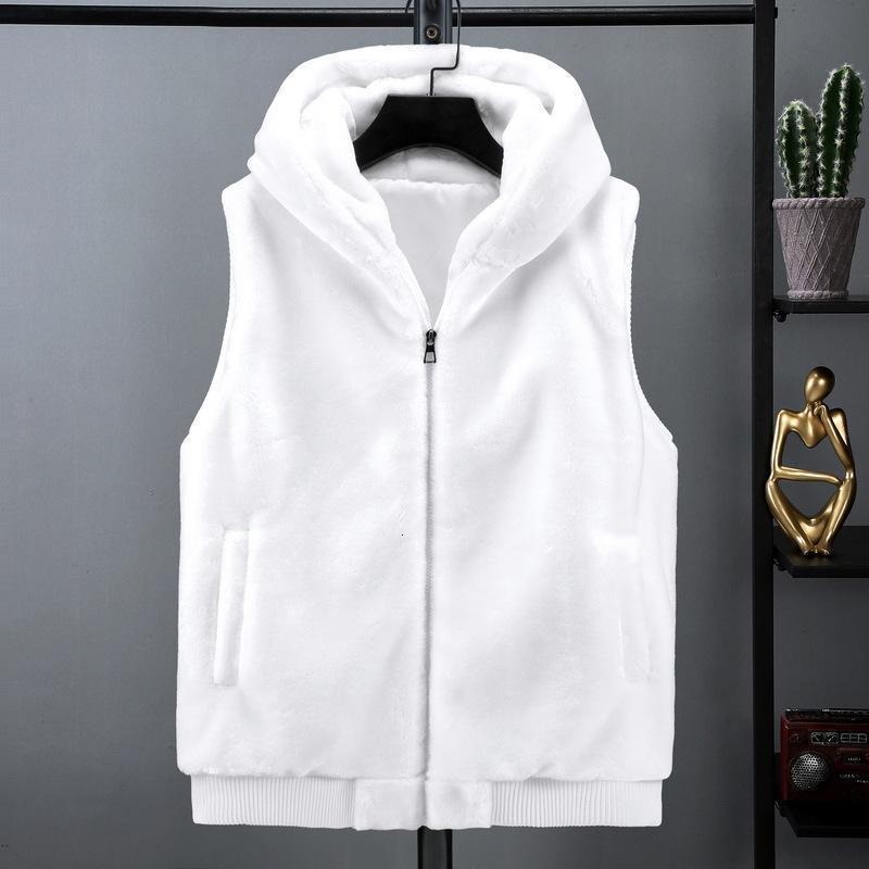 Mens Vests Sleeveless Jacket Men Hooded Warm Thermal Witnter Faux Fur Vest Male Plush Flannel Coat Fluffy Fleece Waistcoat Autumn 221122