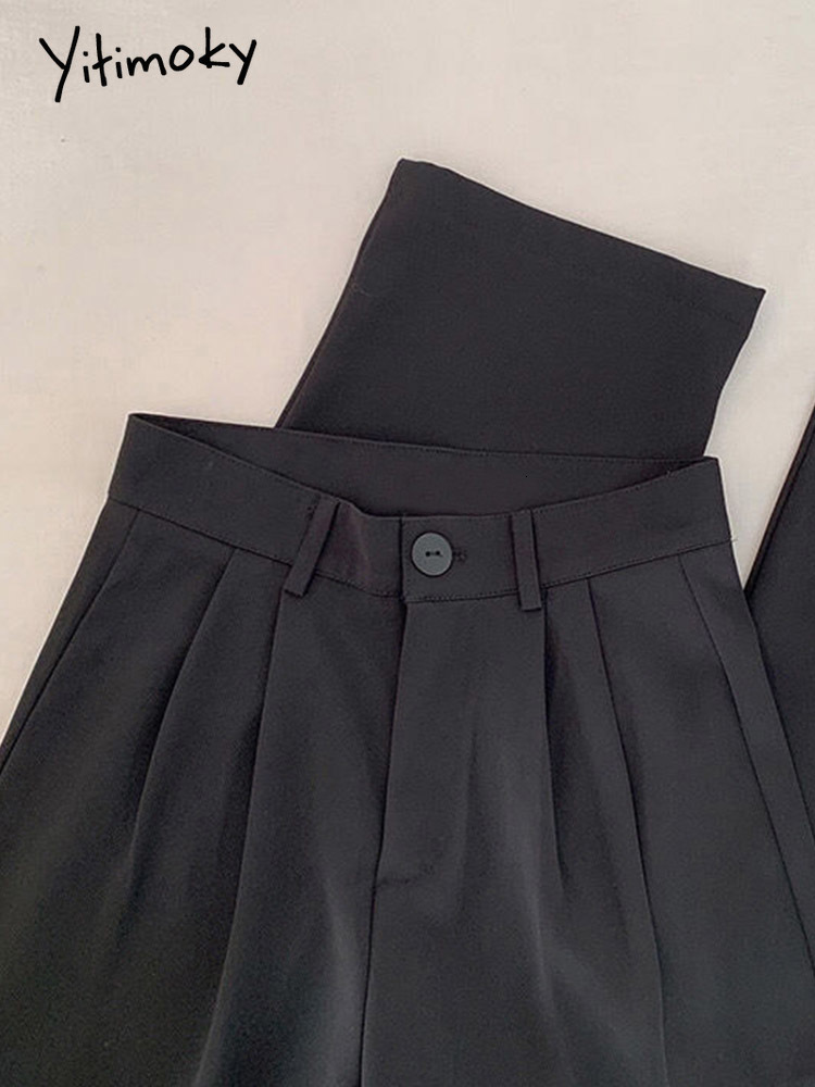 Women's Pants Capris Yitimoky White for Women Office Lady High Waist Clothes Work Korean Fashion Black Full Length Side Stripe Trousers 221122