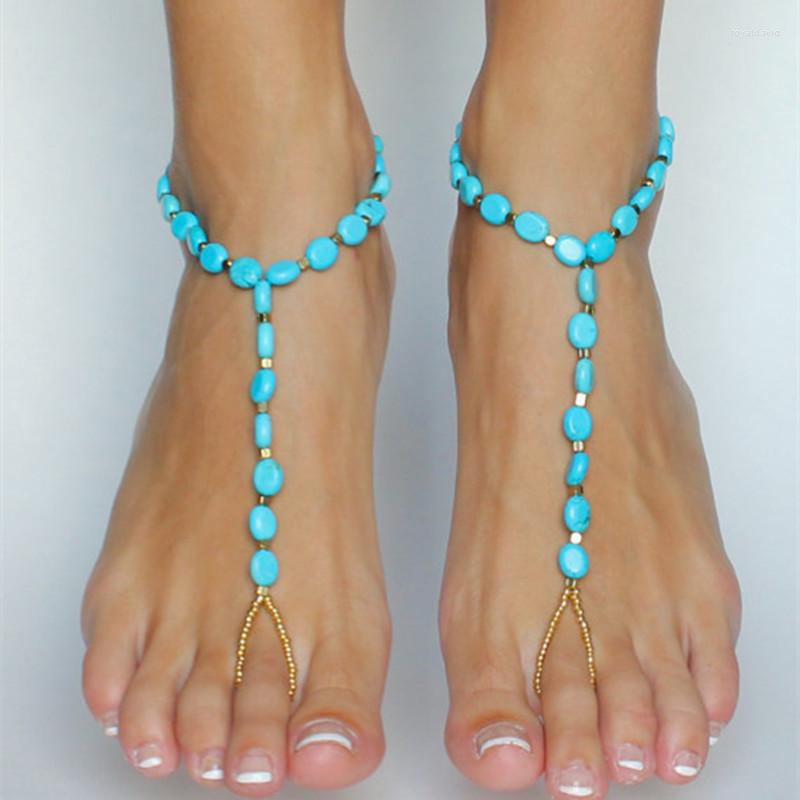 Anklets 1PCS Boho Blue Opal Stone Beaded Barefoot Sandals Elasticity Anklet For Women Summer Beach Toe Ring Leg Chain Ankle Foot Jewelry
Anklets 1PCS Boho Blue Opal Stone Beaded Barefoot Sandals Elasticity Anklet For Women Summer Beach Toe Ring Leg Chain Ankle Foot Jewelry