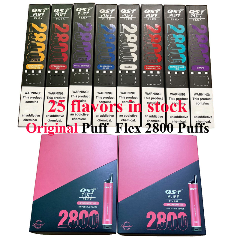 Top quality Puff Flex 2800 puffs disposable Vape device kits e cigarette 850mah battery pre-filled 8ml vaporizer 25 colors in stock newest packing
Top quality Puff Flex 2800 puffs disposable Vape device kits e cigarette 850mah battery pre-filled 8ml vaporizer 25 colors in stock newest packing