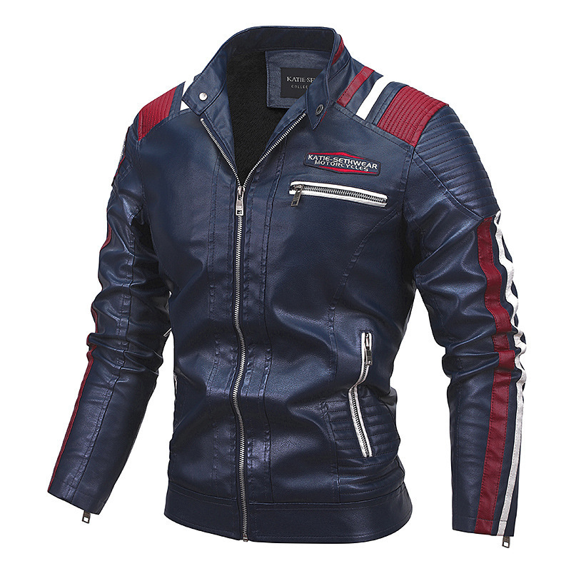 Men's Leather Faux European and American men's fashion trend jacket motorcycle clothes plush leather 221122