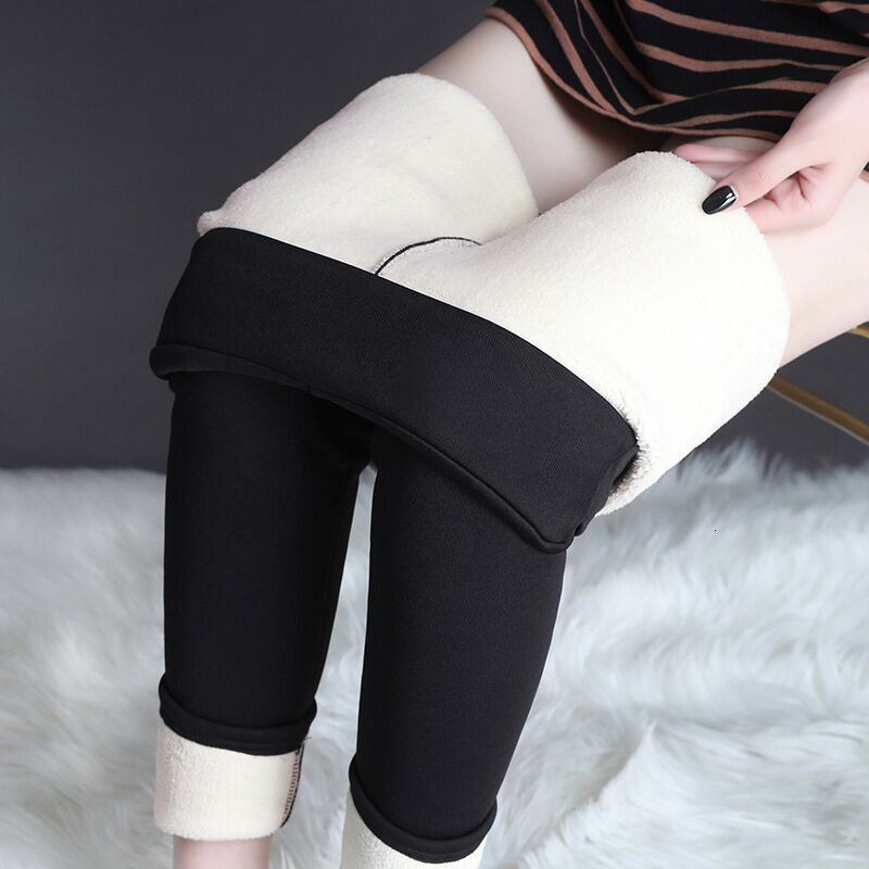 Women's Pants Capris Women Warm Winter Thick Velvet Legging High Waist Black s Lamb Wool Cold Resistant Stretchy 221122