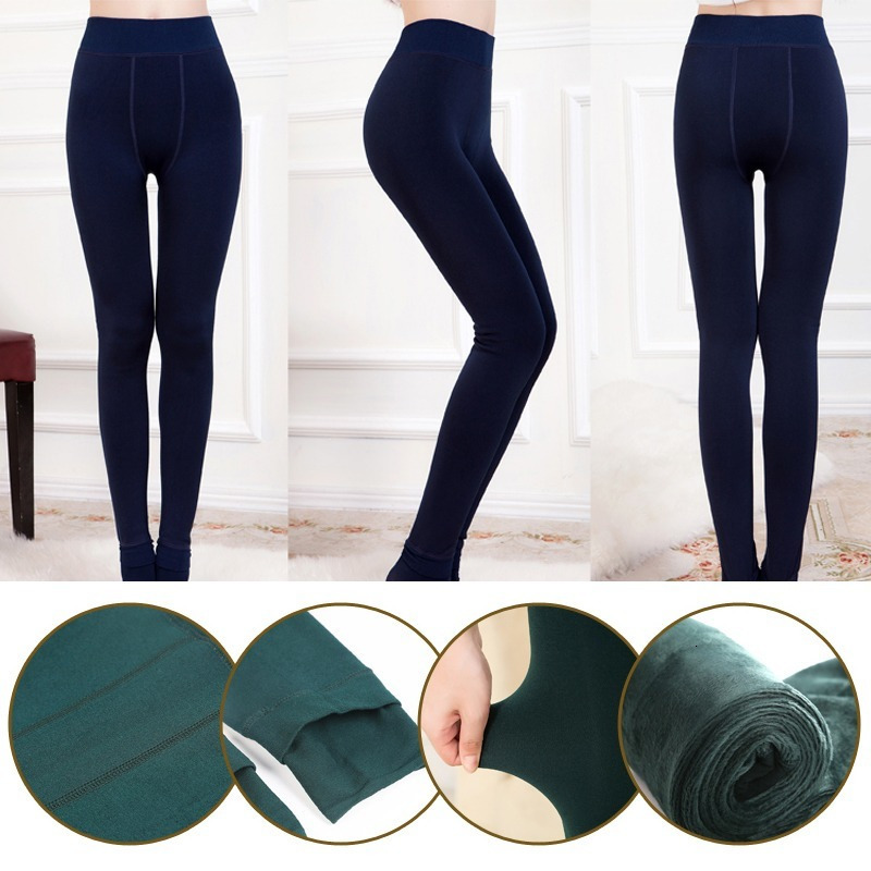Womens Leggings Winter Knitting Velvet Casual Legging High Elastic Thicken Ladys Warm Black Pants Skinny For Women 221122