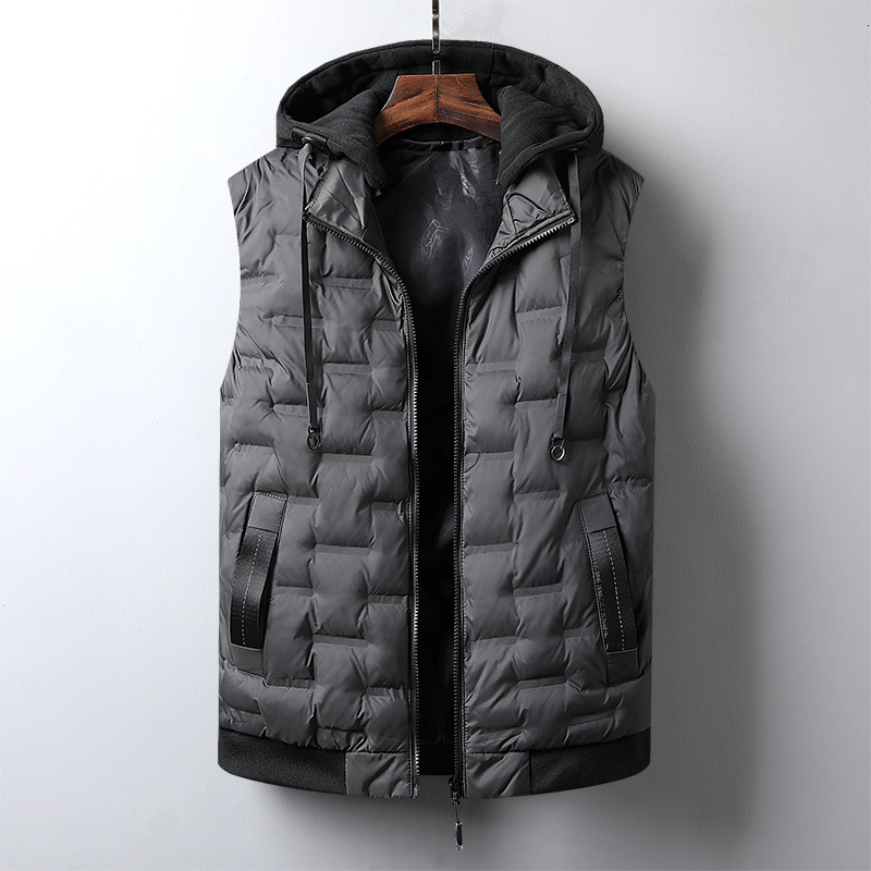 Mens Vests Winter Hooded Men 6XL Plus Size Casual Hat Detachable Thicken Waistcoat Homme Solid Warm Sleeveless Jacket Male 221122