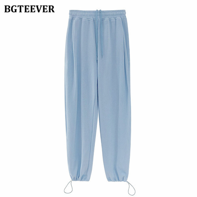 Women's Pants Capris BGTEEVER Chic Casual Drawstring Lace-up Women Trousers Spring Loose Pockets Female Sweatpants Ladies Long Pant 221122