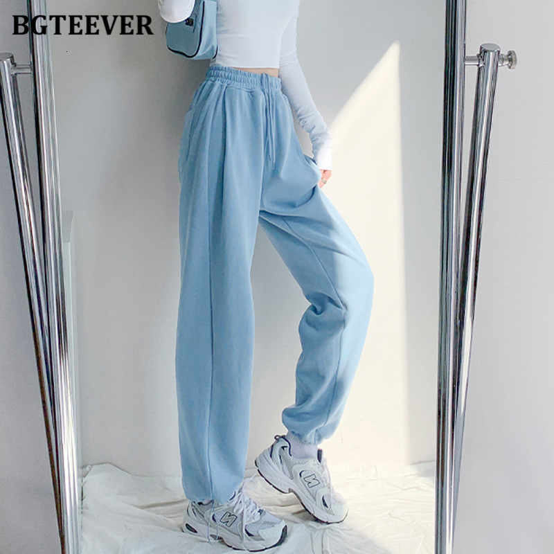 Women's Pants Capris BGTEEVER Chic Casual Drawstring Lace-up Women Trousers Spring Loose Pockets Female Sweatpants Ladies Long Pant 221122