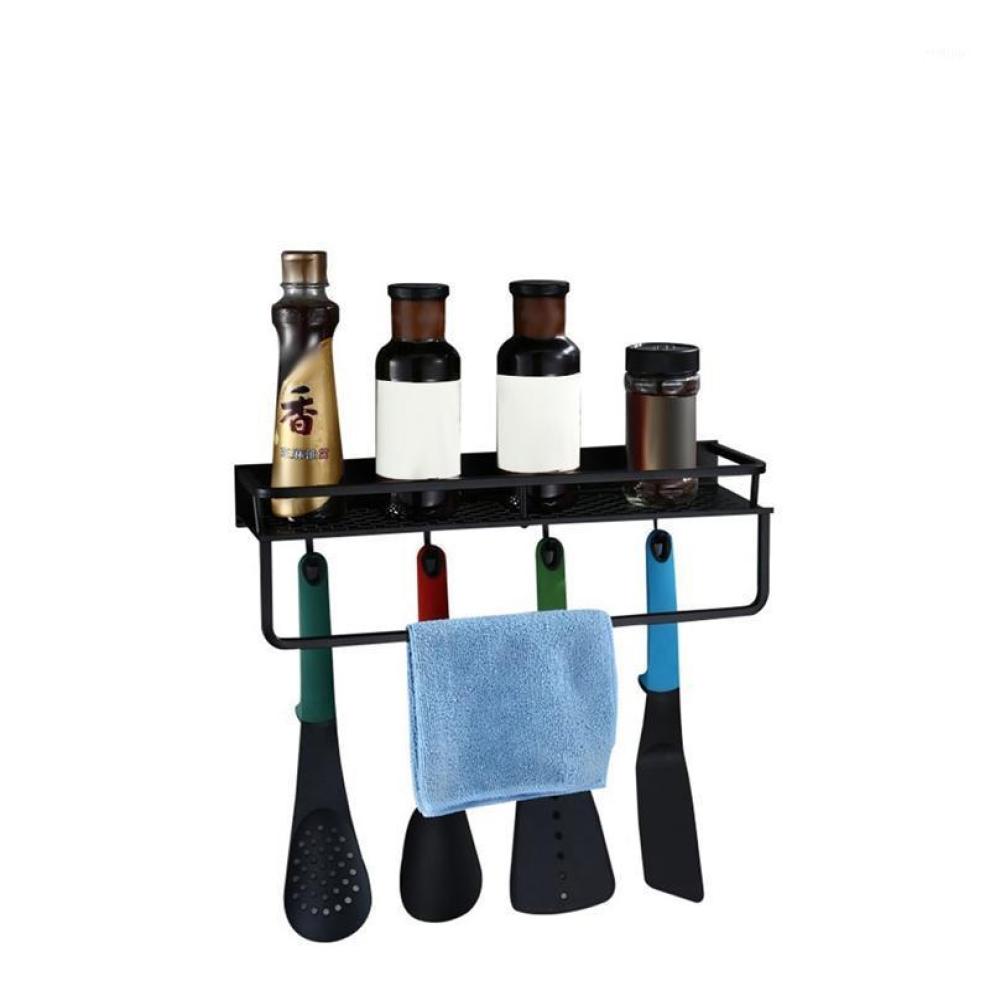 Bathroom Storage Organization Wall Mounted Black Kitchen Pantry Rack Shelf Cookware Organizer With Bar And 6 Hooks Accessory
Bathroom Storage Organization Wall Mounted Black Kitchen Pantry Rack Shelf Cookware Organizer With Bar And 6 Hooks Accessory