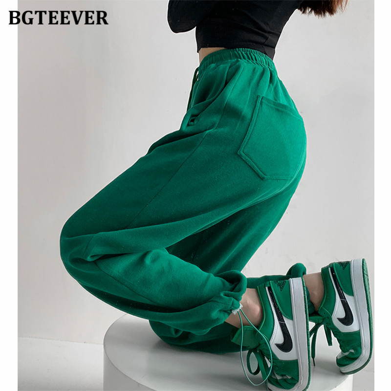Women's Pants Capris BGTEEVER Chic Casual Drawstring Lace-up Women Trousers Spring Loose Pockets Female Sweatpants Ladies Long Pant 221122