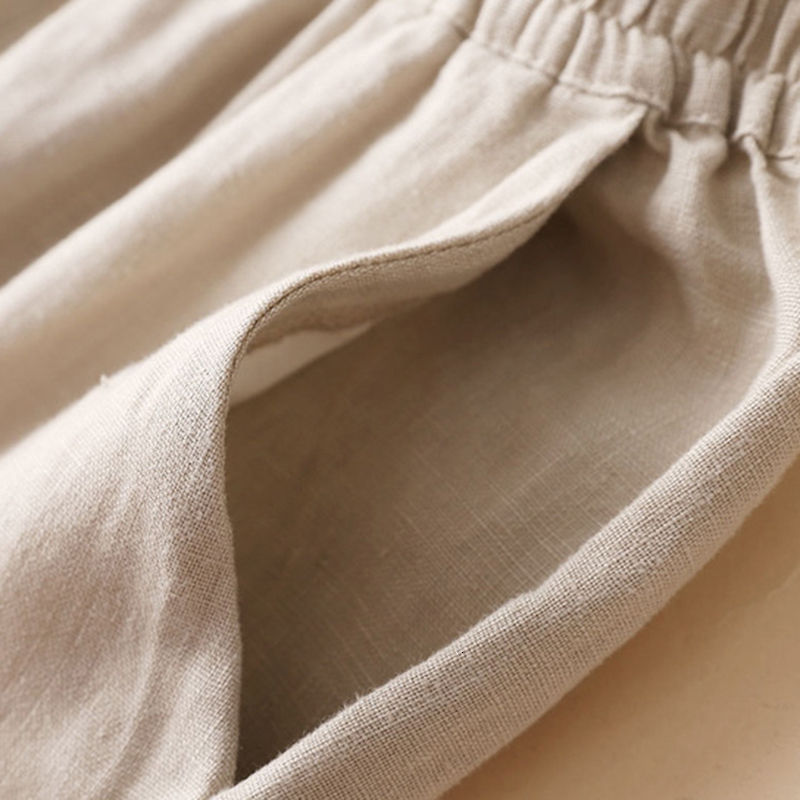 Women's Pants Capris Lucyever Spring Summer Casual Wide Leg Women Solid Color Elastic Waist Cotton Linen Comfortable Soft Loose Trousers 221122