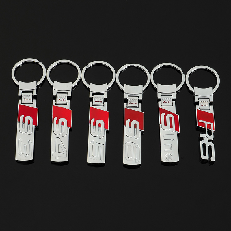 Double Side Keychain For Audi S3 S4 S5 S6 RS Sline Car Logo Metal keychain
