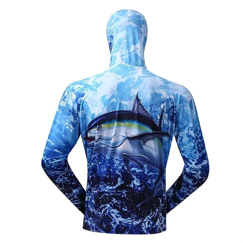 Performance Fishing Shirt Men UPF 50 UV Sun Protection Quick Dry Mesh Cooling Long Sleeve Fishing Clothes 220815