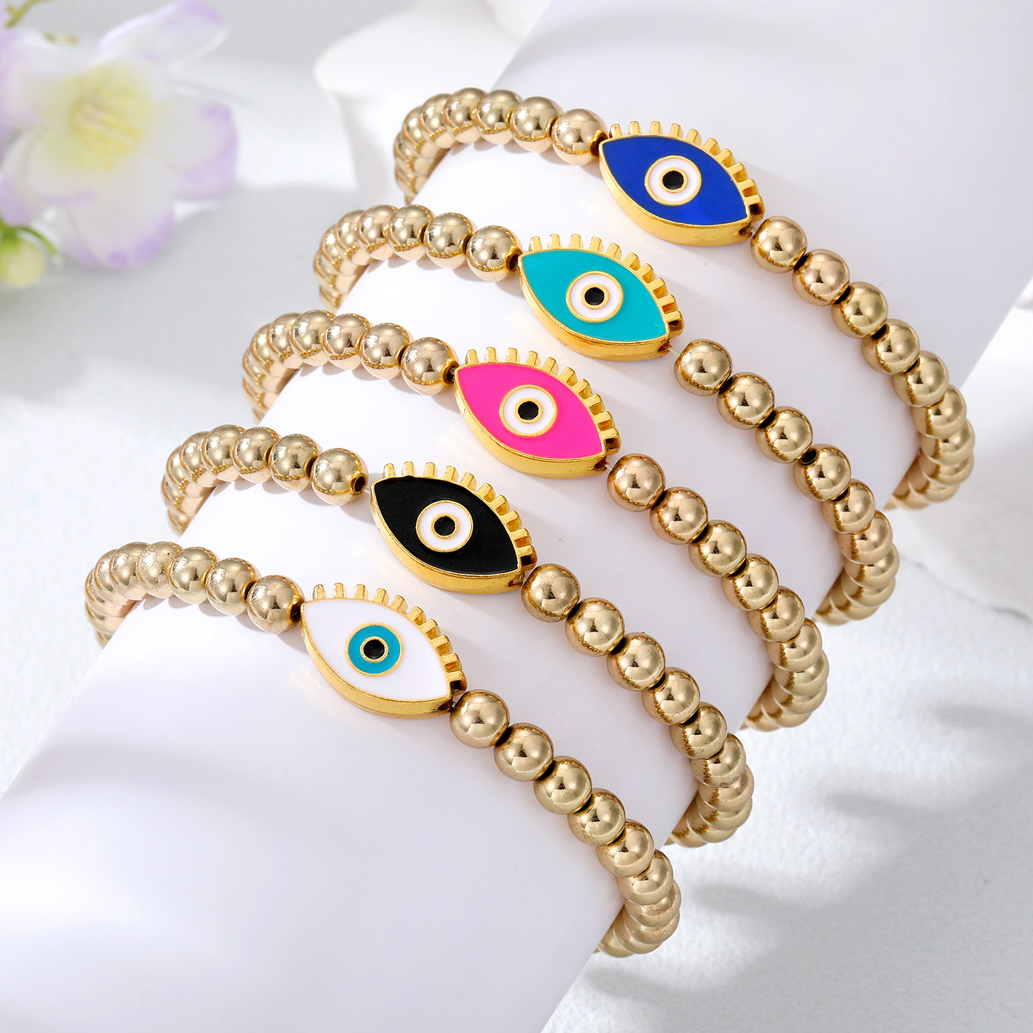 Color Blue Evil Eye Bracelet Turkey Eyes Wish Handmade Women's Golden Bead Bangle Elastic Bracelets Jewelry
Color Blue Evil Eye Bracelet Turkey Eyes Wish Handmade Women's Golden Bead Bangle Elastic Bracelets Jewelry
