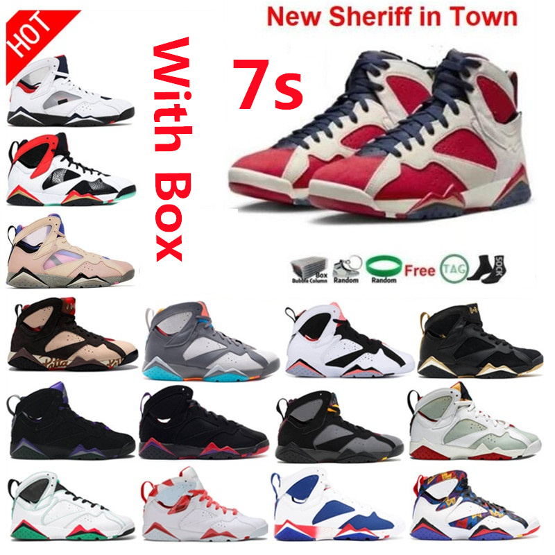 

New Sheriff 7 in Town Mens Basketball Shoes Cardinal 7s Citrus Flint Miro PG Raptors Sapphire Paname Hare Quai 54 9 Red Fire 6 Chrome 11 Cherry 11s 9s Sneakers With Box, 49#