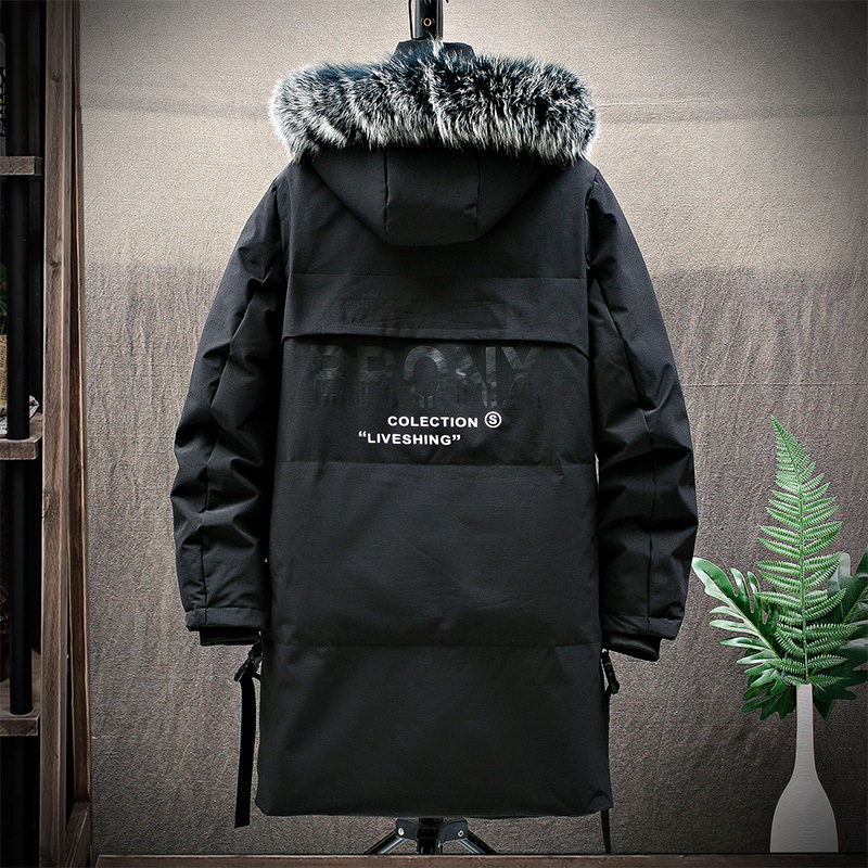 Mens Down Parkas Pike Coat Long Section Winter Fur Collar Trend Hooded Outer Set of Lovers Thickened Warm Air Jacket Male 221122