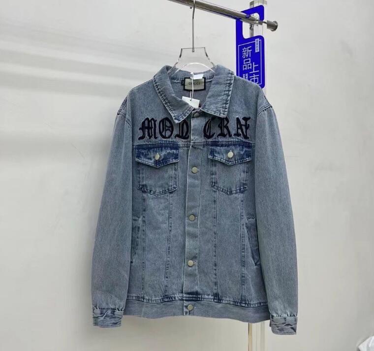 spring autumn jackets for men denim jacket Rose embroidery light blue casual cowboy coat Men's Clothing