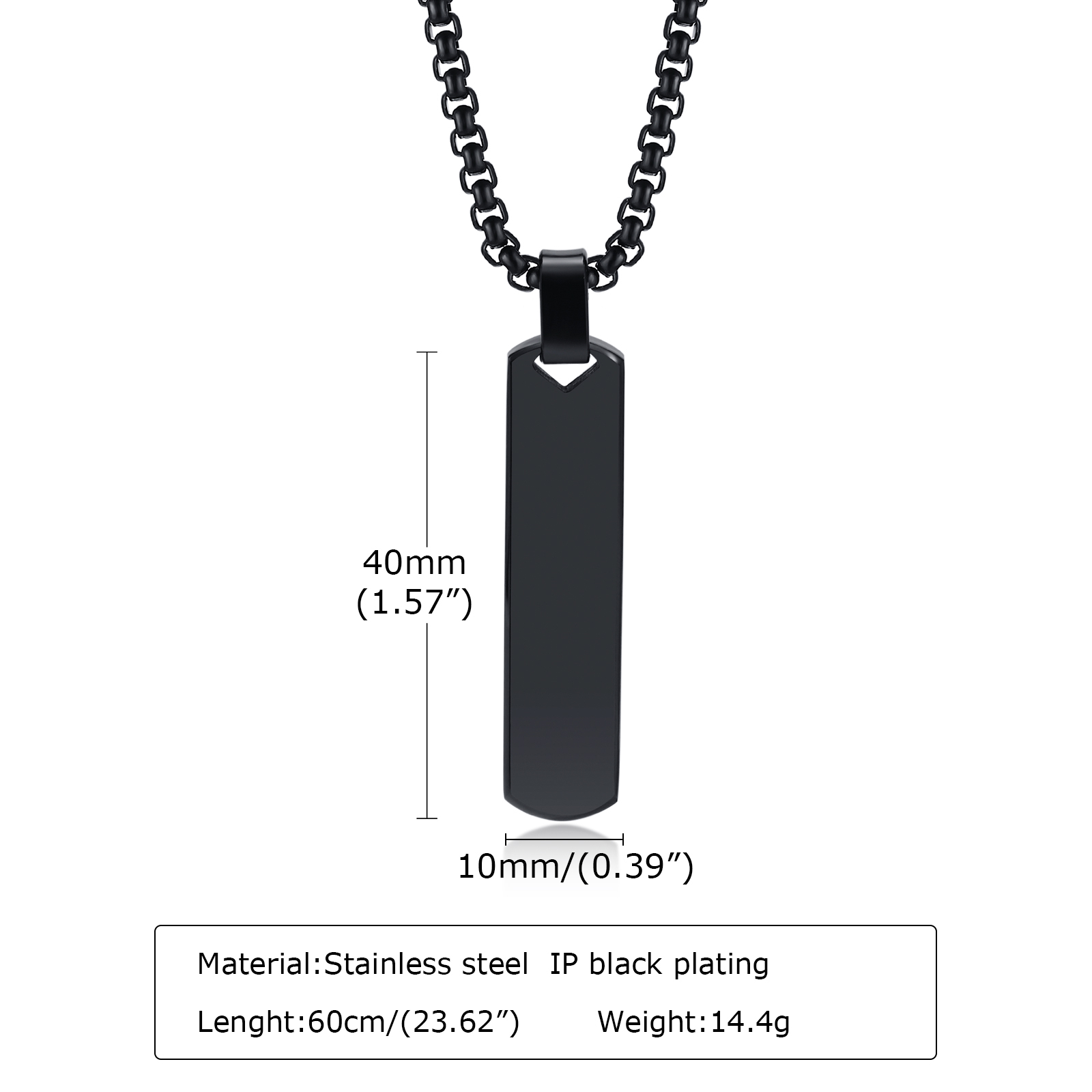 Initial Bar Necklace for Him Men Thick Geometric Vertical Pendant with A-Z Letters Custom Name English Letter Necklace DIY Punk Jewelry Gift Casual Si