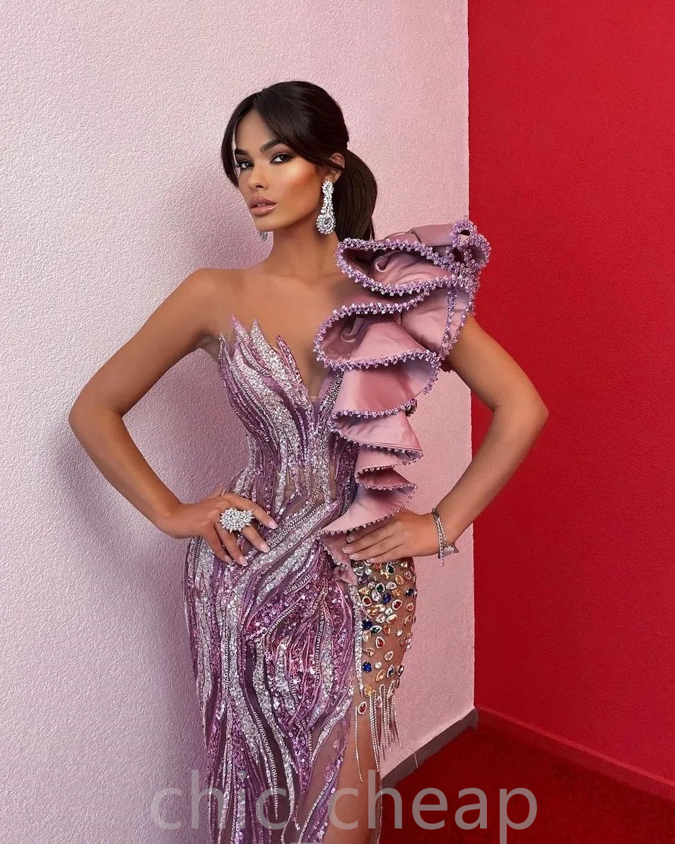 Arabic Aso Ebi Luxurious Sheath Prom Dresses Beaded Crystals Sexy Evening Formal Party Second Reception Birthday Engagement Gowns Dress ZJ