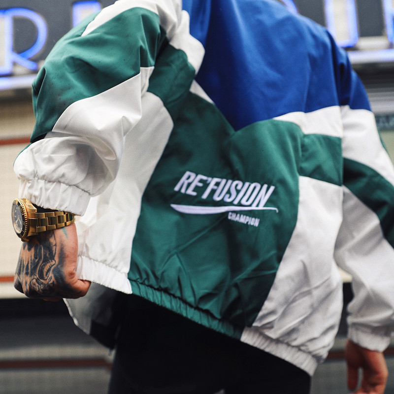 Men's Jackets Hip Hop Spring Men Windbreaker Patchwork Autumn Loose Casual Couple Thin Large Size Zipper Coat 221122