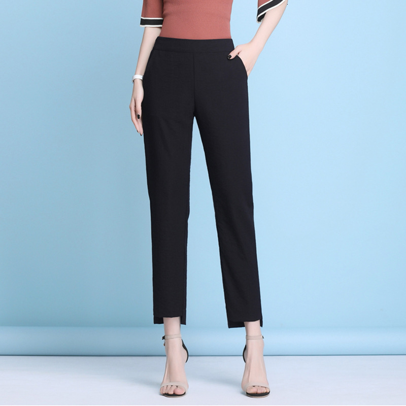 Women's Pants Capris Spring summer linen harem pants plus size S-5XL casual elastic waist Straight Ankle-Length solid OL female trouser 221122
