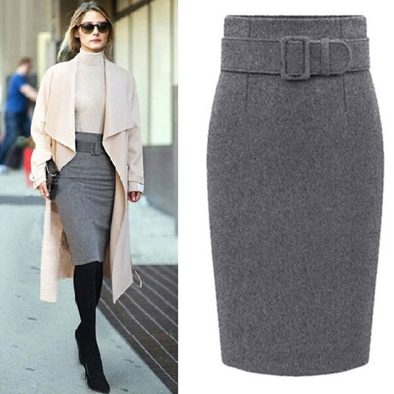 Skirts Fashion Autumn Winter Style Cotton Plus Size High Waist Saias Femininas Casual Midi Pencil Skirt Women Female De 221122