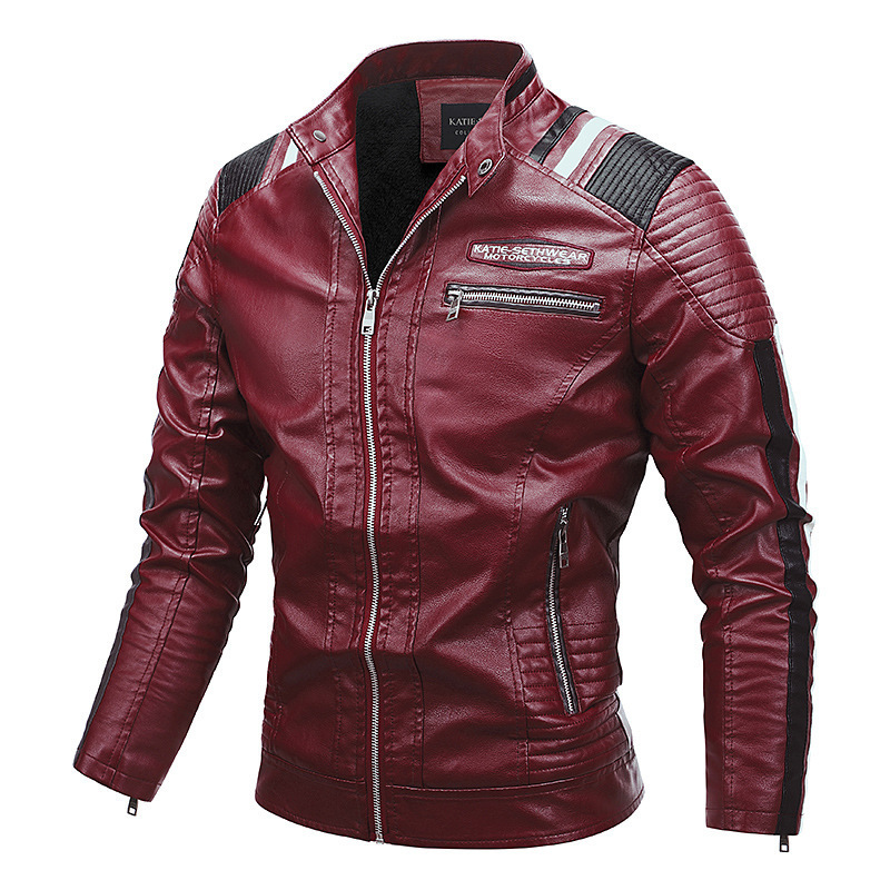 Men's Leather Faux European and American men's fashion trend jacket motorcycle clothes plush leather 221122