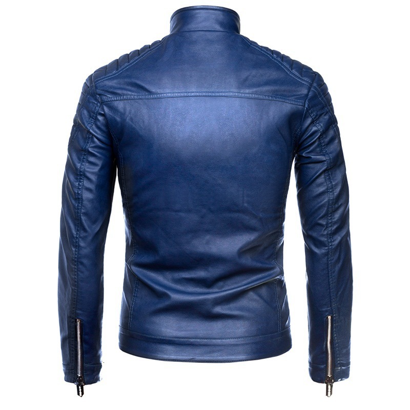 Men's Leather Faux Spring and Autumn PU Jacket Fashion Trend Solid Stand Collar Slim High Quality Men Bomber Jackets 221122