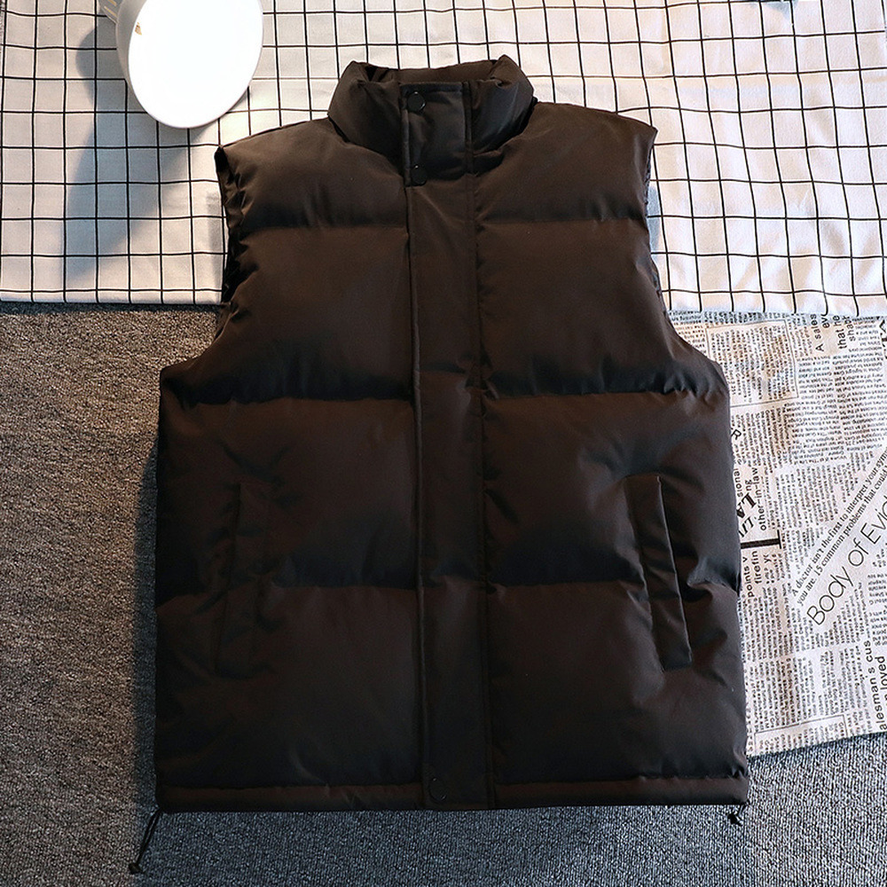 Mens Vests White Vest Jacket Fashion Clothing Autumn Winter Cotton Padded Sleeveless Jackets Solid Color Warm Thick Waistcoat 221122