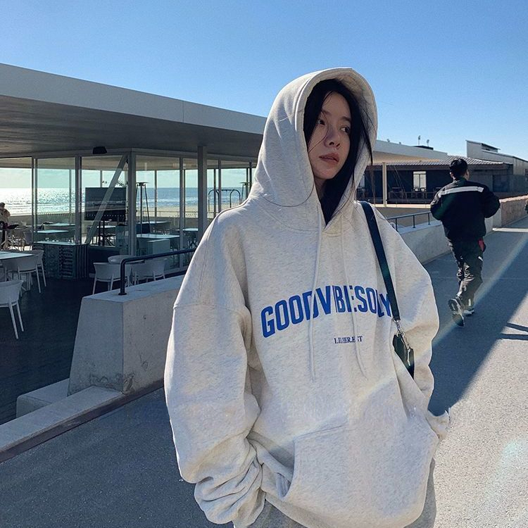 Women's Hoodies Sweatshirts American style fried street autumn and winter gray hooded sweater women ins oversize loose top swea t shirt clothes 2