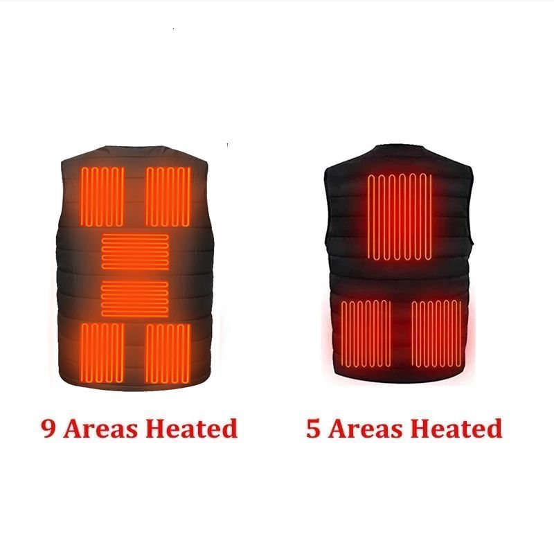 Mens Vests Men Autumn winter Smart heating Cotton Vest 9 area Heated V neck vest Women Outdoor Flexible Thermal Winter Warm Jacket M7XL 221122