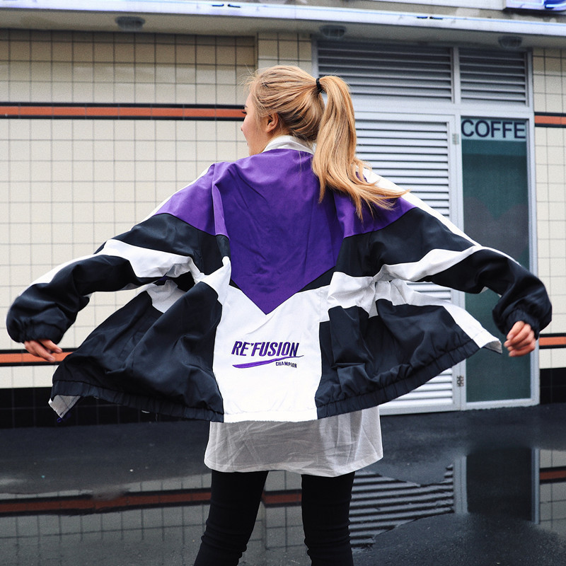 Men's Jackets Hip Hop Spring Men Windbreaker Patchwork Autumn Loose Casual Couple Thin Large Size Zipper Coat 221122