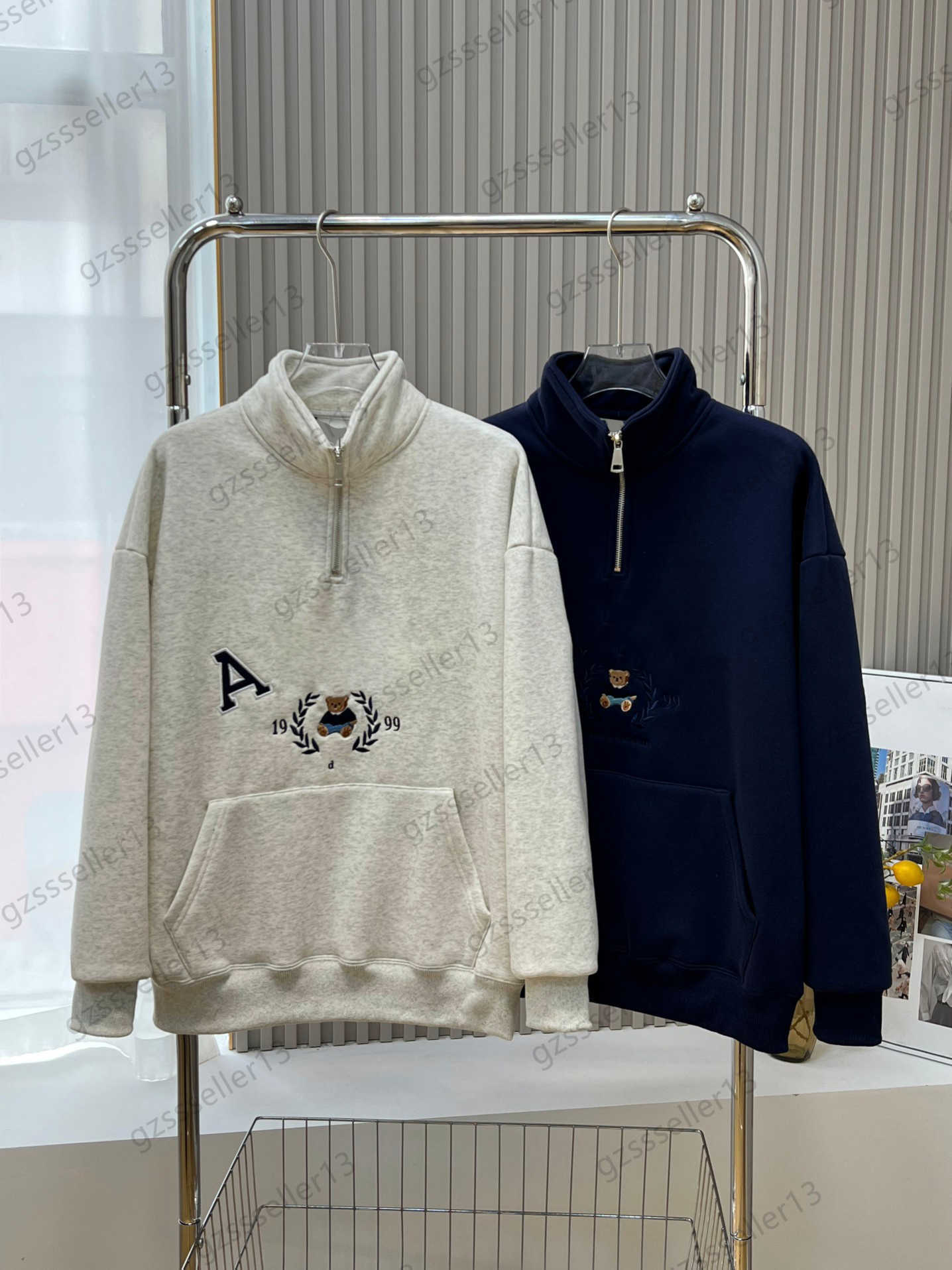 Womens Hoodless Hoodie Letter Bear Logo Embroidery Half Zipper High Neck Pullover Sweatshirt Kangaroo Pocket Left Shoulder Add Wool Warm Tops Women Apparel 2 Colors, 15
Womens Hoodless Hoodie Letter Bear Logo Embroidery Half Zipper High Neck Pullover Sweatshirt Kangaroo Pocket Left Shoulder Add Wool Warm Tops Women Apparel 2 Colors, 15