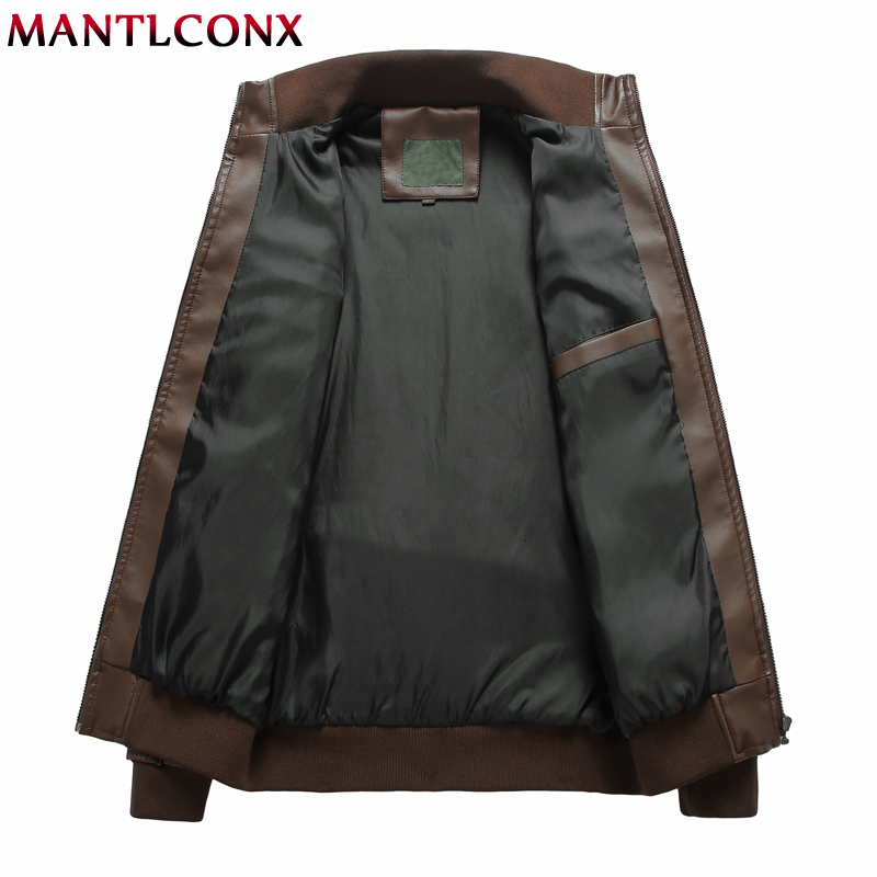 Men's Leather Faux MANTLCONX Autumn Spring Motorcycle Jacket Men Windbreaker Fashion PU Jackets Male Outwear Warm 5XL 6XL 221122