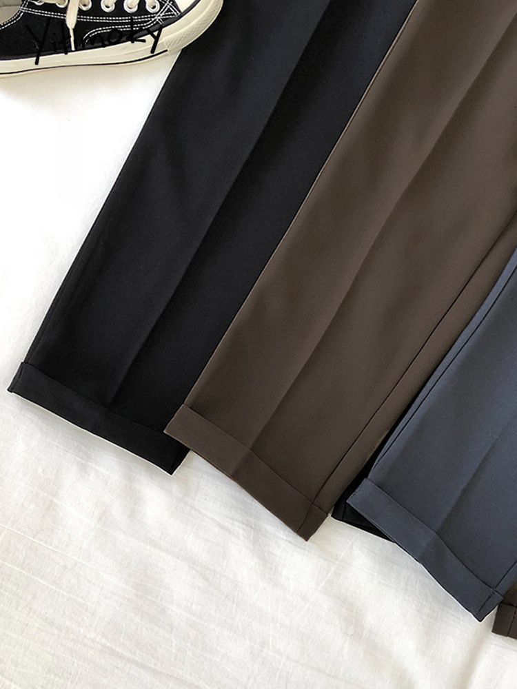 Women's Pants Capris Yitimoky Woman Suit Cuffs Spring Autumn Casual High Waist Ankle Length Elegant Office Ladies Harem with Belt 221122