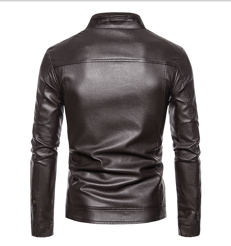 Men's Leather Faux Pu Jacket Winter Fleece Motorcycle Faur Coat Man Stand Collar Casual Windbreaker Hombre Outwear 221122