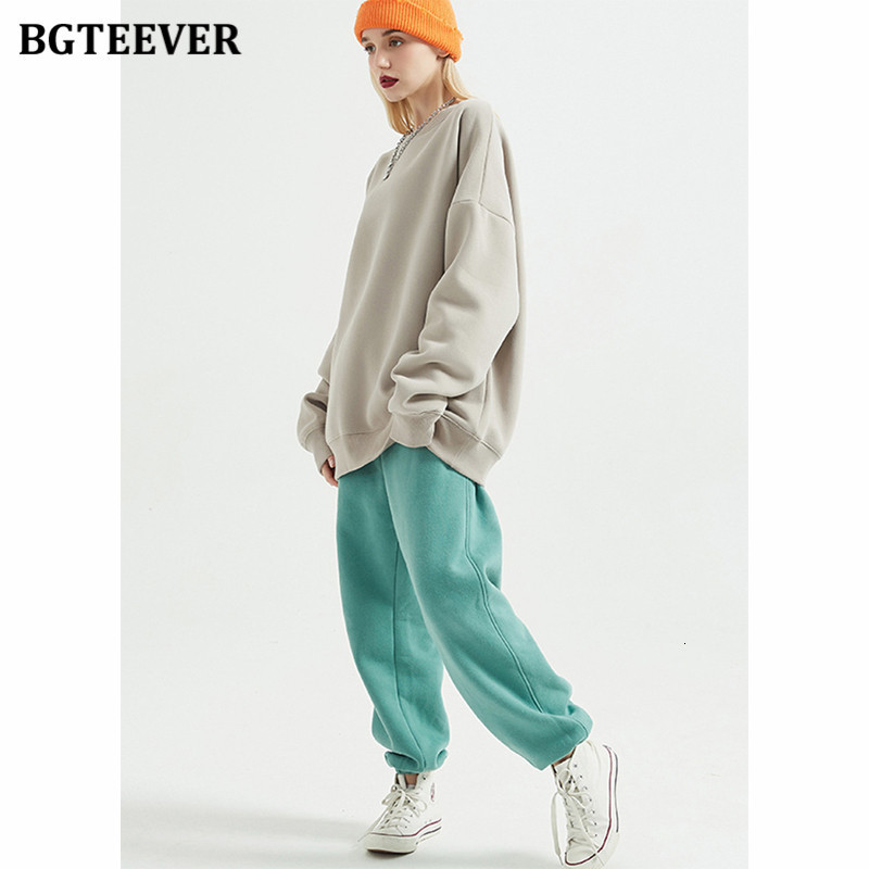 Women's Pants Capris BGTEEVER Winter Thicken Fleece Loose Women Trousers Casual Drawstring Cotton Warm Female Sweatpants Ladies Pantalon 221122